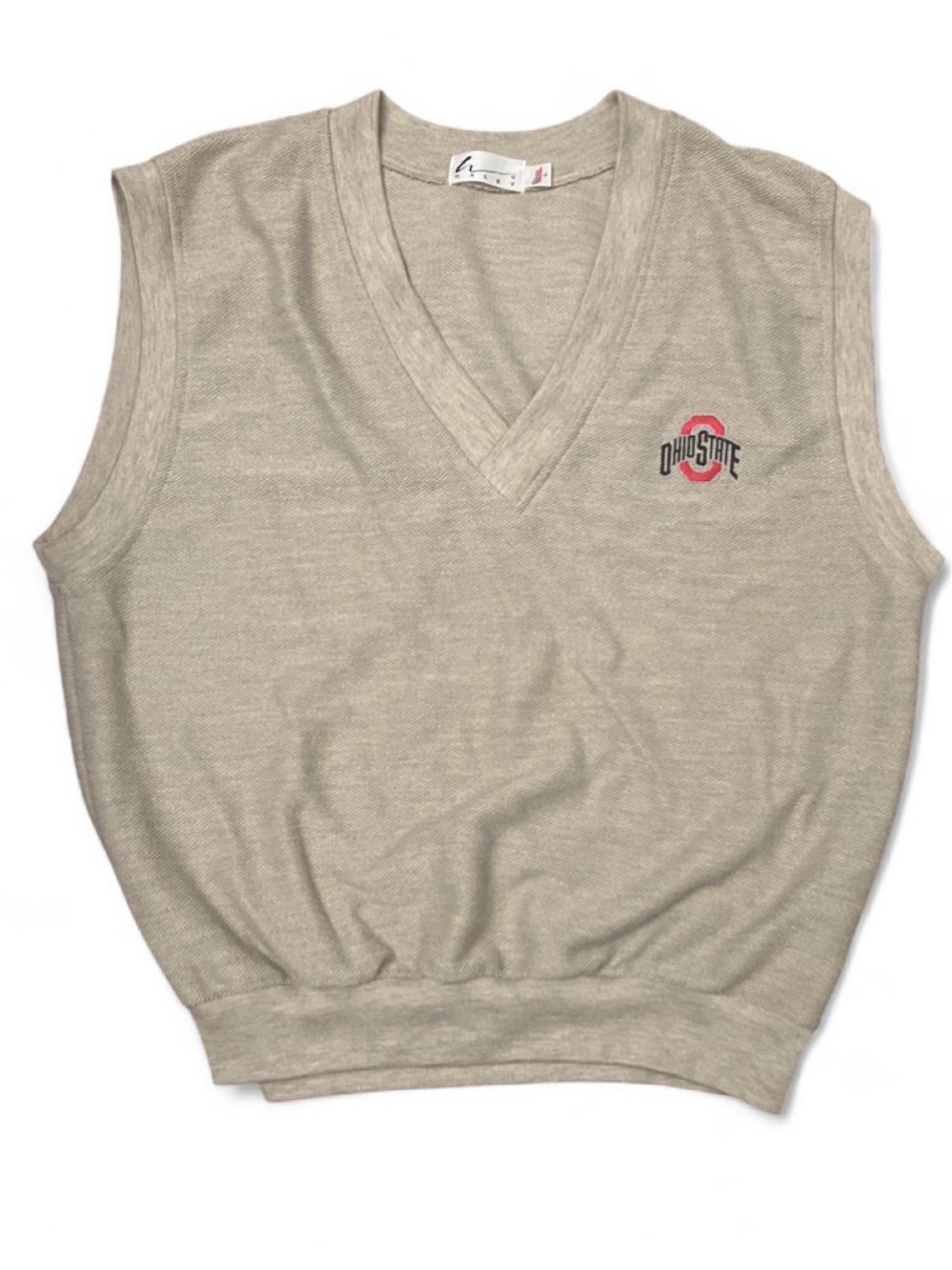 Ohio State Collegiate Sweater Vest Embroidered V-Neck in Light Grey Men’s Size L